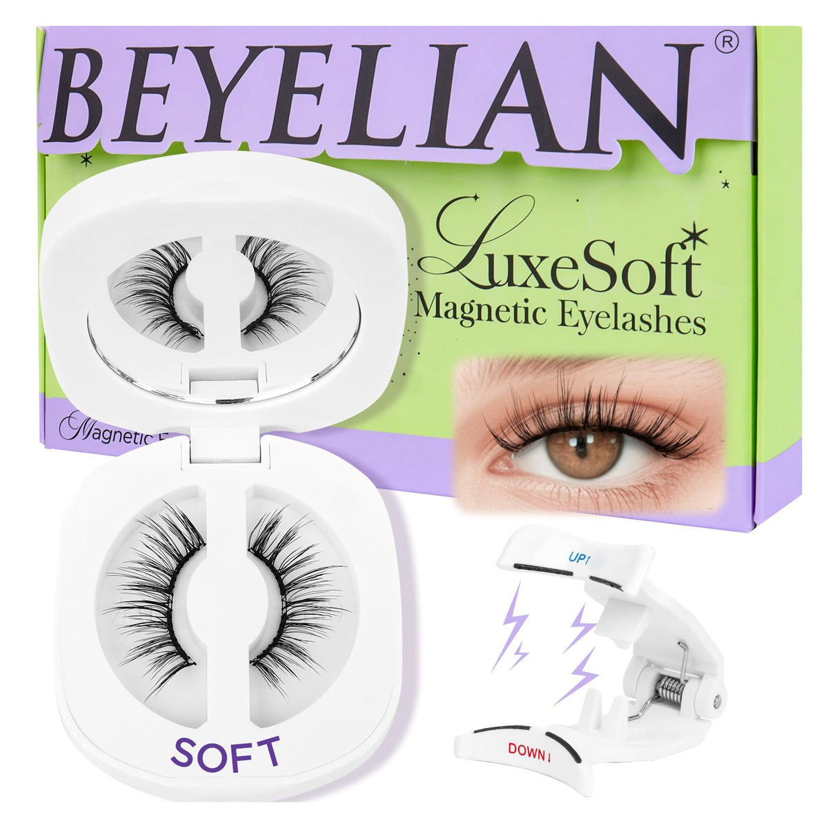 Beyelian Soft Magnetic Eyelashes Kit - Reusable, No Glue, Natural Look, Easy To Apply, Black