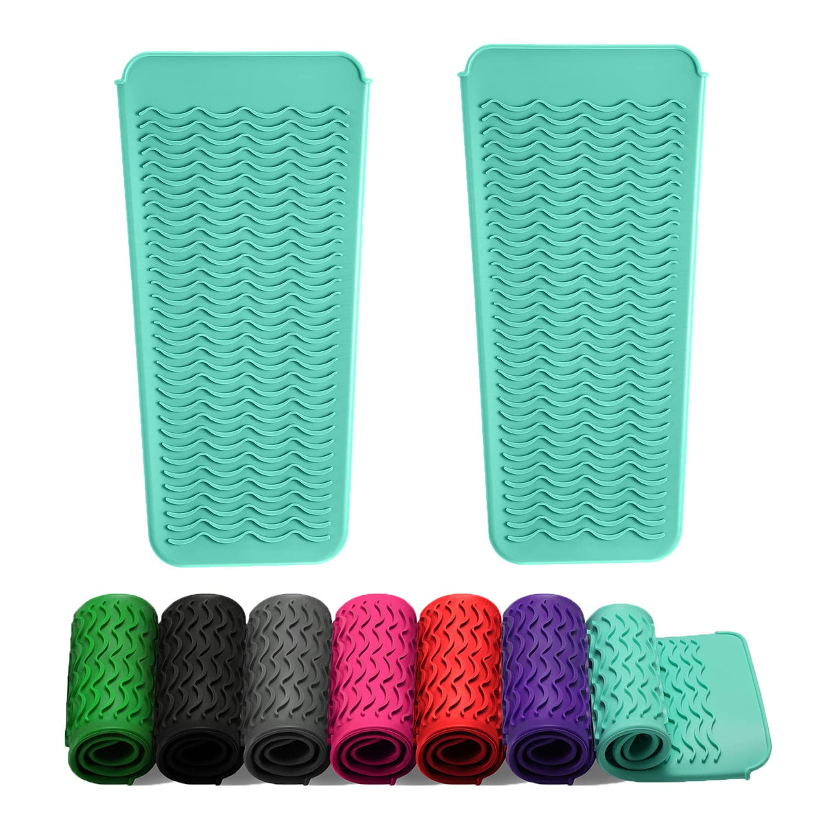 ZAXOP 2 Pack Heat Resistant Silicone Mats for Flat Iron & Curling Iron - Mintgreen