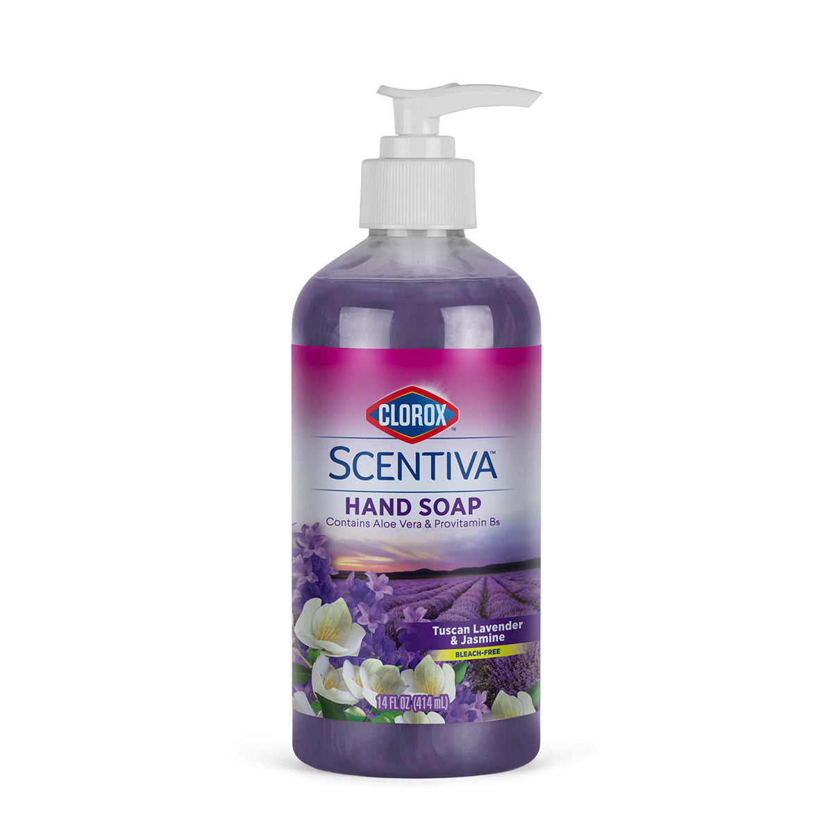 Clorox Scentiva Hand Soap 14 Oz - Tuscan Lavender & Jasmine, Aloe Vera, Bleach-Free