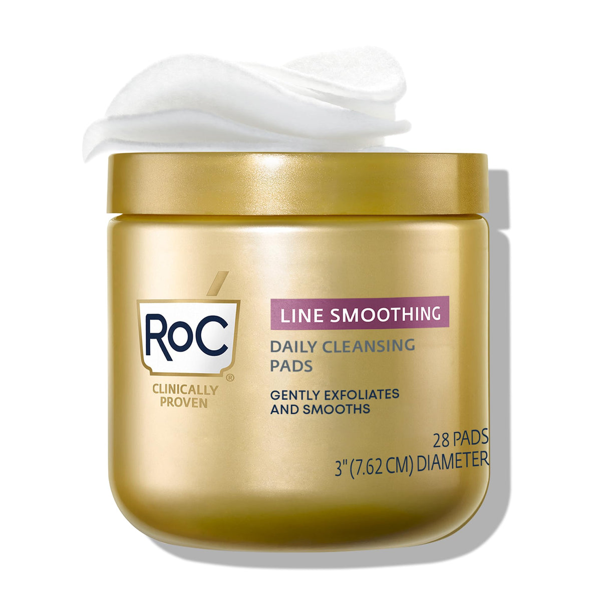 Roc Hypoallergenic Exfoliating Makeup Remover Pads For Wrinkles, Oil-Free, 28 Count