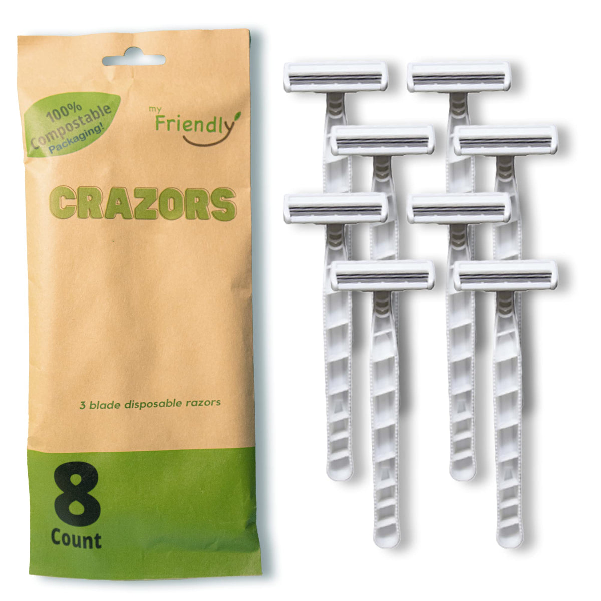 Crazors Hair Removal Crazors – Disposable Razors For Men/Women, 8-Pack Travel Size