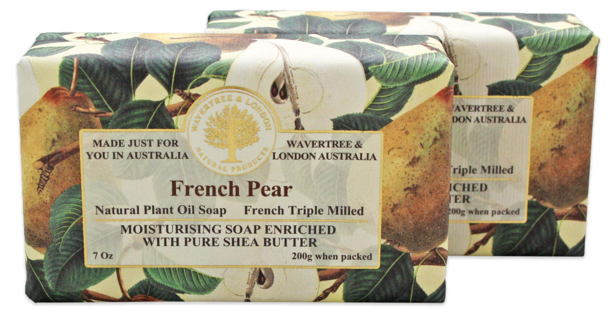 Wavertree & London French Pear Soap Bars, 7Oz Moisturizing Shea Butter, 2 Bars