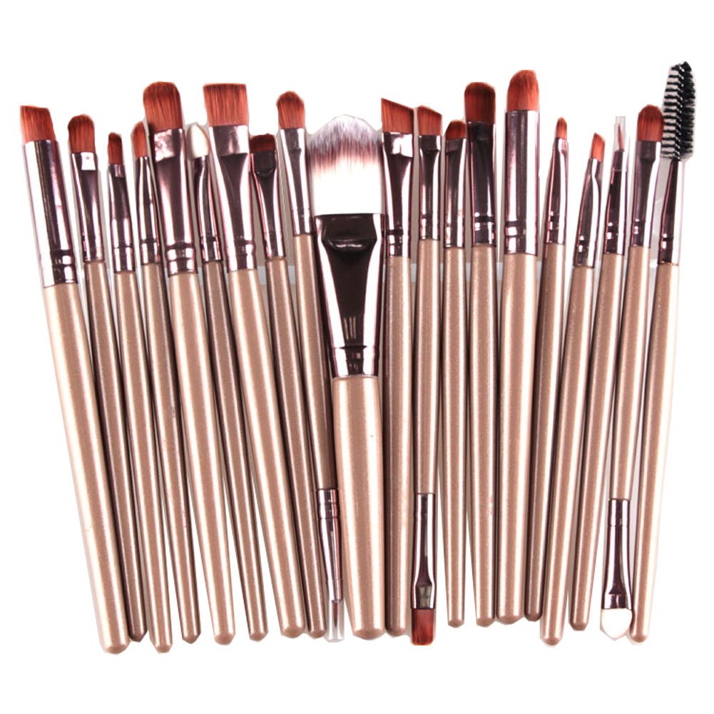 Kolight® 20Pcs Makeup Brush Set - Gold & Coffee - Foundation, Eyeliner & Eyeshadow Brushes