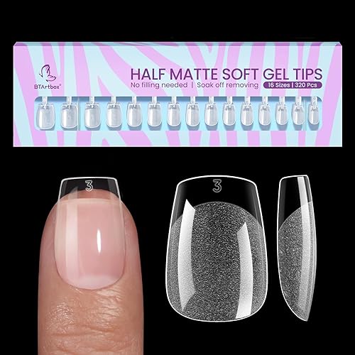 Btartbox Extra Short Coffin Fake Nails - 320Pcs Clear Gel & Acrylic Nail Tips For Diy Salon