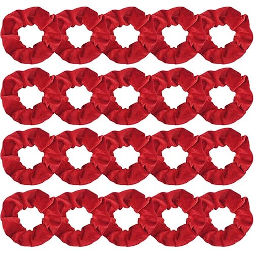 Didder 20 Pcs Red Velvet Hair Scrunchies - Soft Hair Ties for Women & Girls Hair Accessories