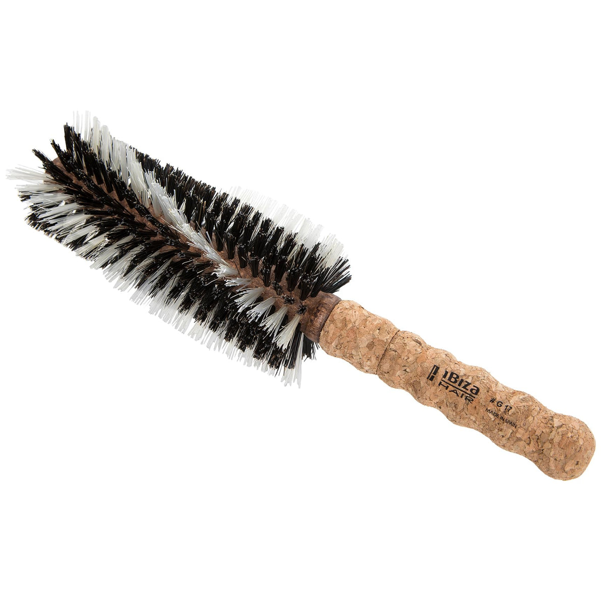 Ibiza Hair G17 Round Boar Bristle Brush | Hybrid Bristles & Cork Handle for Waves & Volume