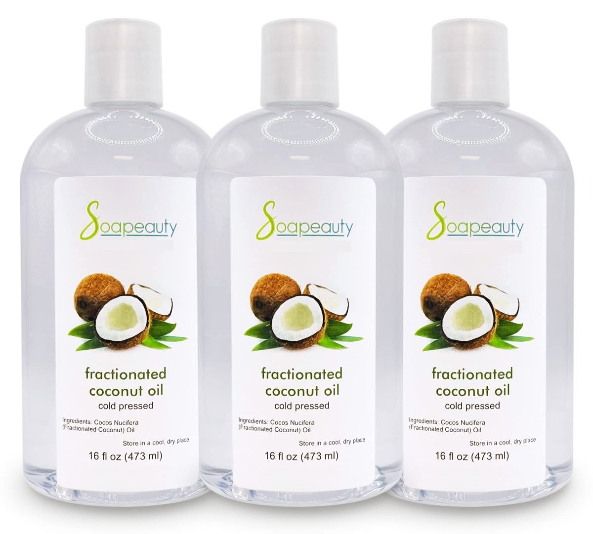 Soapeauty Fractionated Coconut Oil - 100% Natural Carrier Oil for Skin, Hair & Soap Making - 48 fl oz