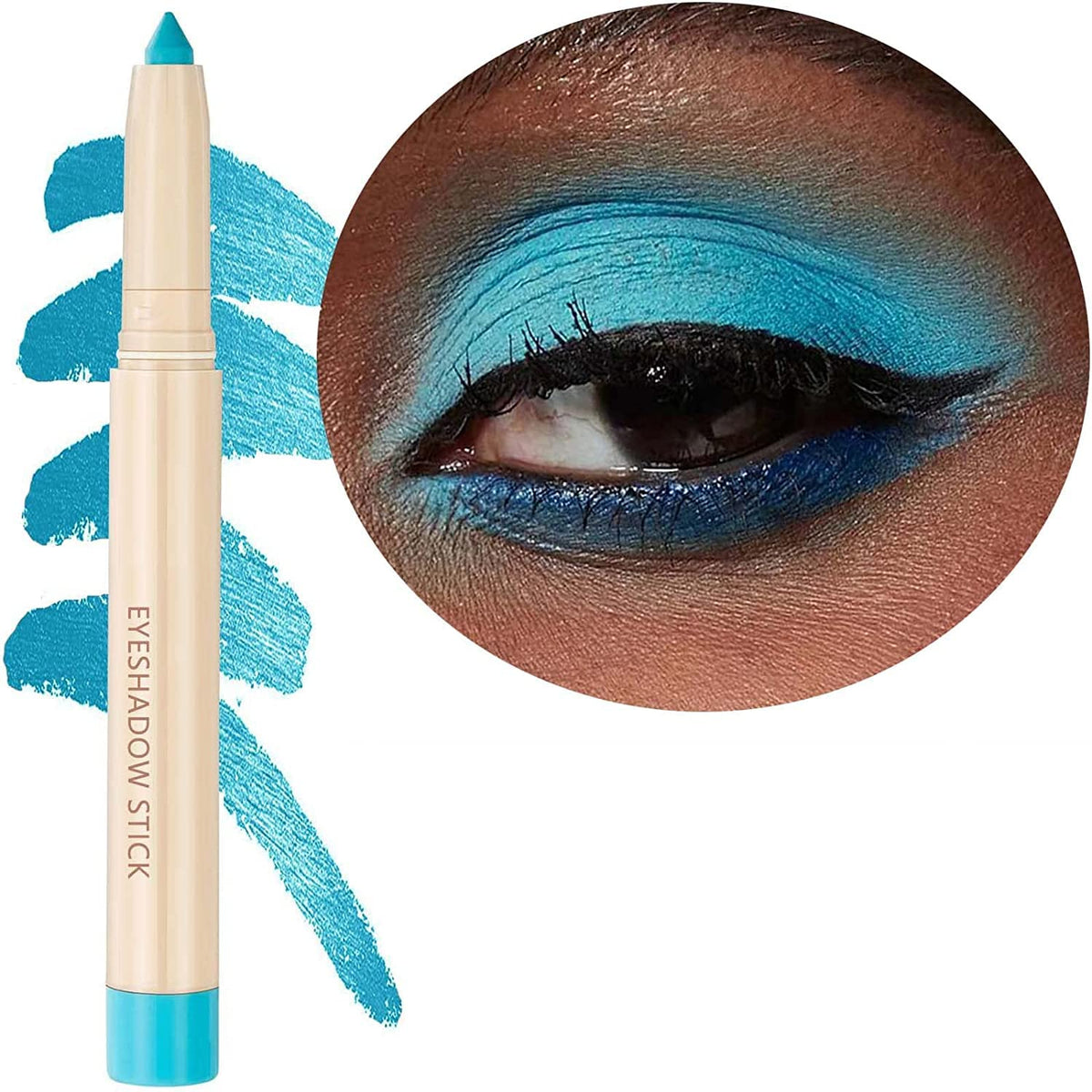 Metfdlaig Blue Matte Eyeshadow Stick, Waterproof High Pigment Cream Pencil, 10# B-10#