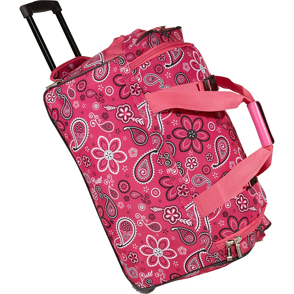 Rockland 22-Inch Rolling Duffel Bag - Pink Bandana, Durable Polyester Travel Luggage