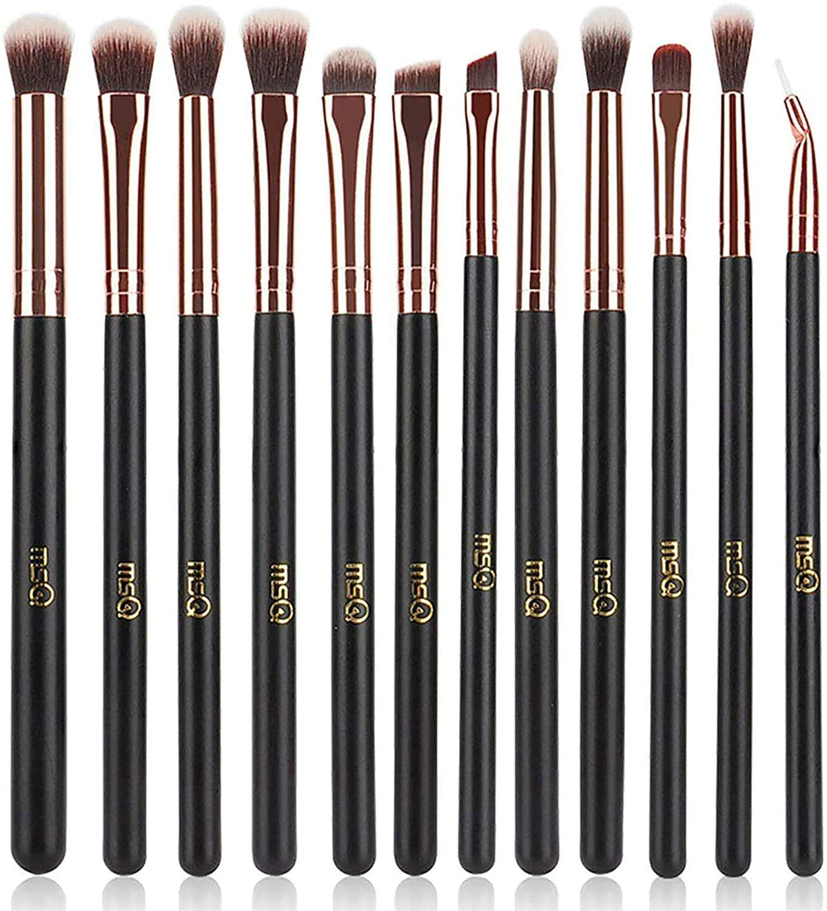 Msq 12Pcs Rose Gold Eye Makeup Brushes Set - Soft Synthetic Hair, Real Wood Handle, Blending Tools