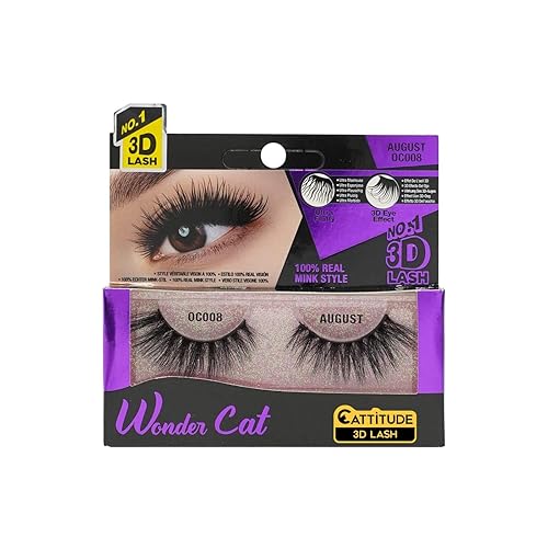 Cattitude 3D Lashes By Ebin New York - August Wonder Cat Faux Mink, Lightweight & Reusable