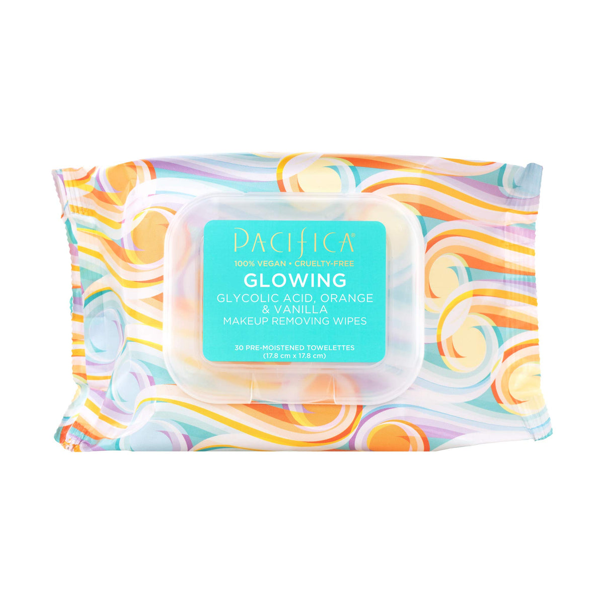 Pacifica Makeup Remover Wipes, Biodegradable Exfoliating Towelettes With Glycolic Acid, 30 Count