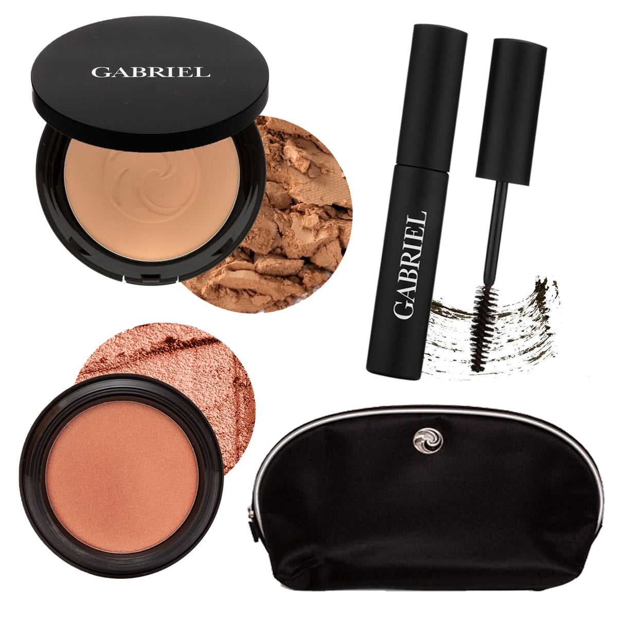 Gabriel Cosmetics About Face Set - Dual Powder Foundation, Multi Pot & Mascara In Tan Beige