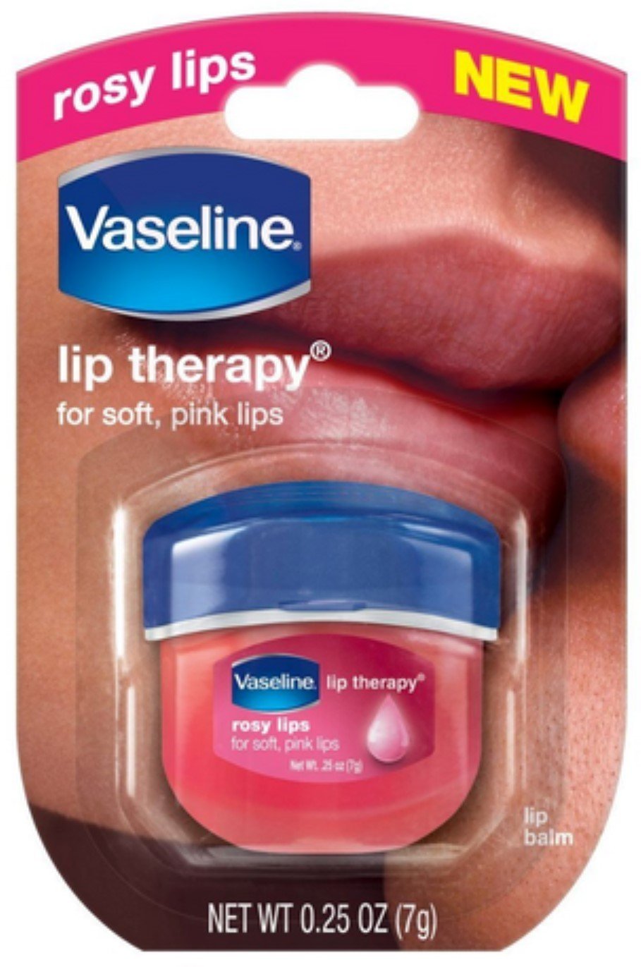 Vaseline Lip Therapy, Rosy Lips - Pink Moisturizing Balm, 0.25 Oz (Pack Of 12)