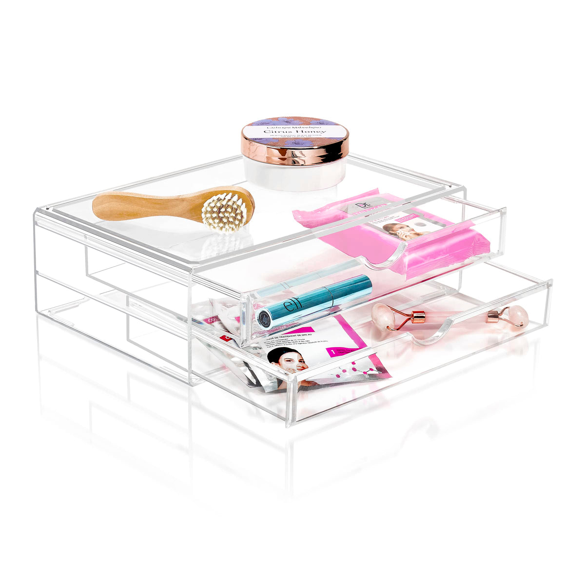 Sorbus Acrylic Makeup Organizer - 2 Stackable Clear Storage Drawers For Vanity And Bathroom