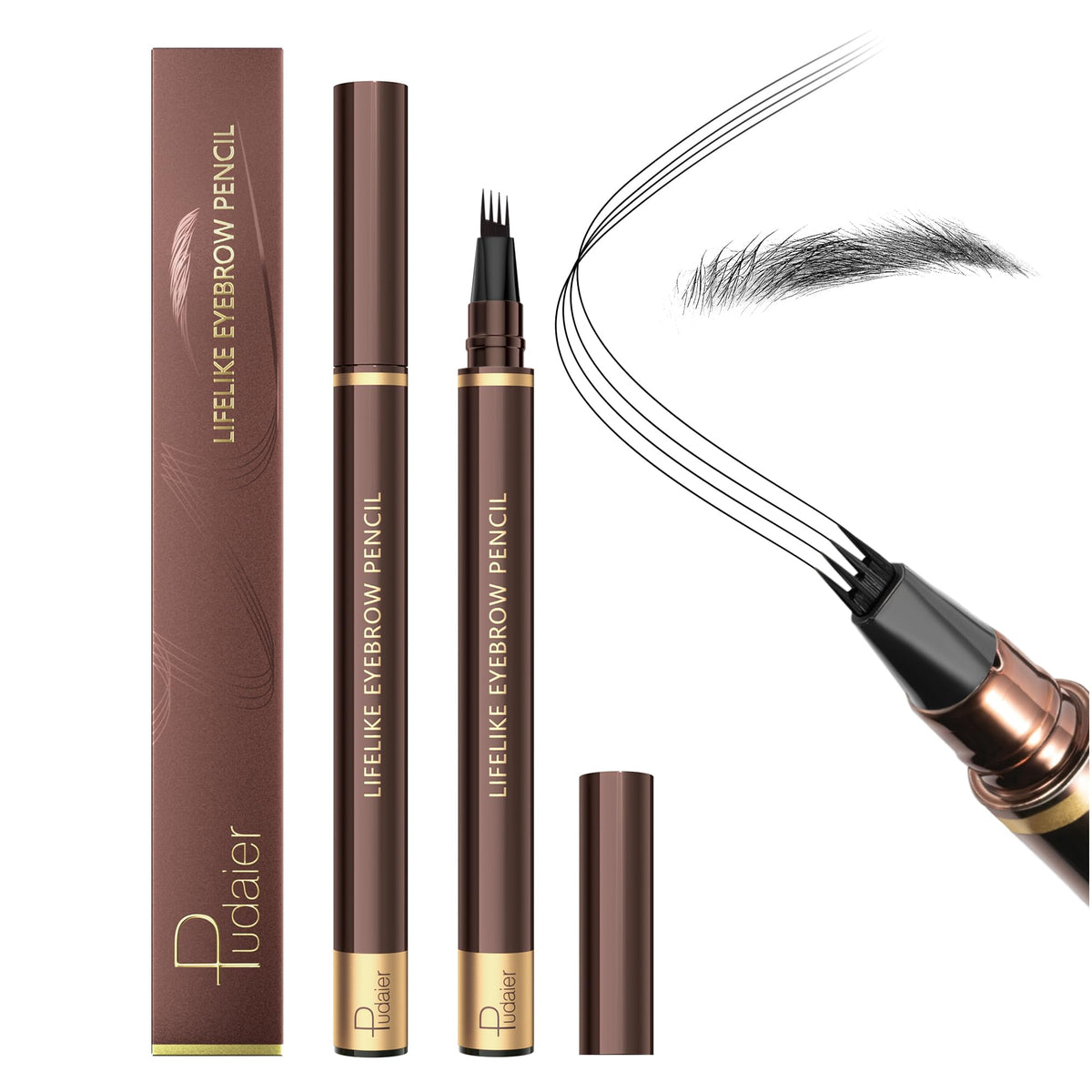 Espoce Eyebrow Pen 2 Pack - Waterproof Microblading Pencil For Natural Brows - Black