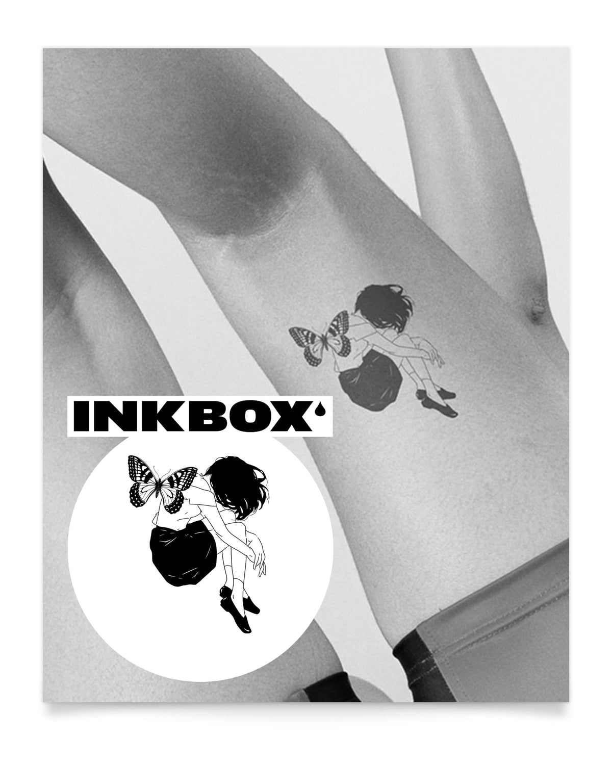 Inkbox Social Butterfly Temporary Tattoo - 4X4 In, Semi-Permanent, Water-Resistant, Lasts 1-2