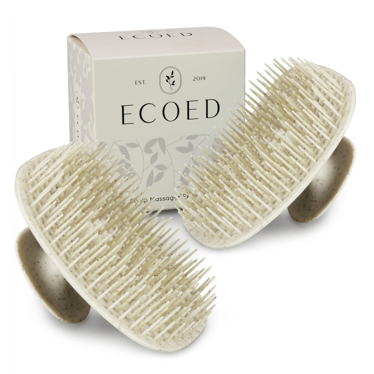 Ecoed Scalp Massager Shampoo Brush 2Pc - Gray Scalp Scrubber For Dandruff Care & Hair Detangling