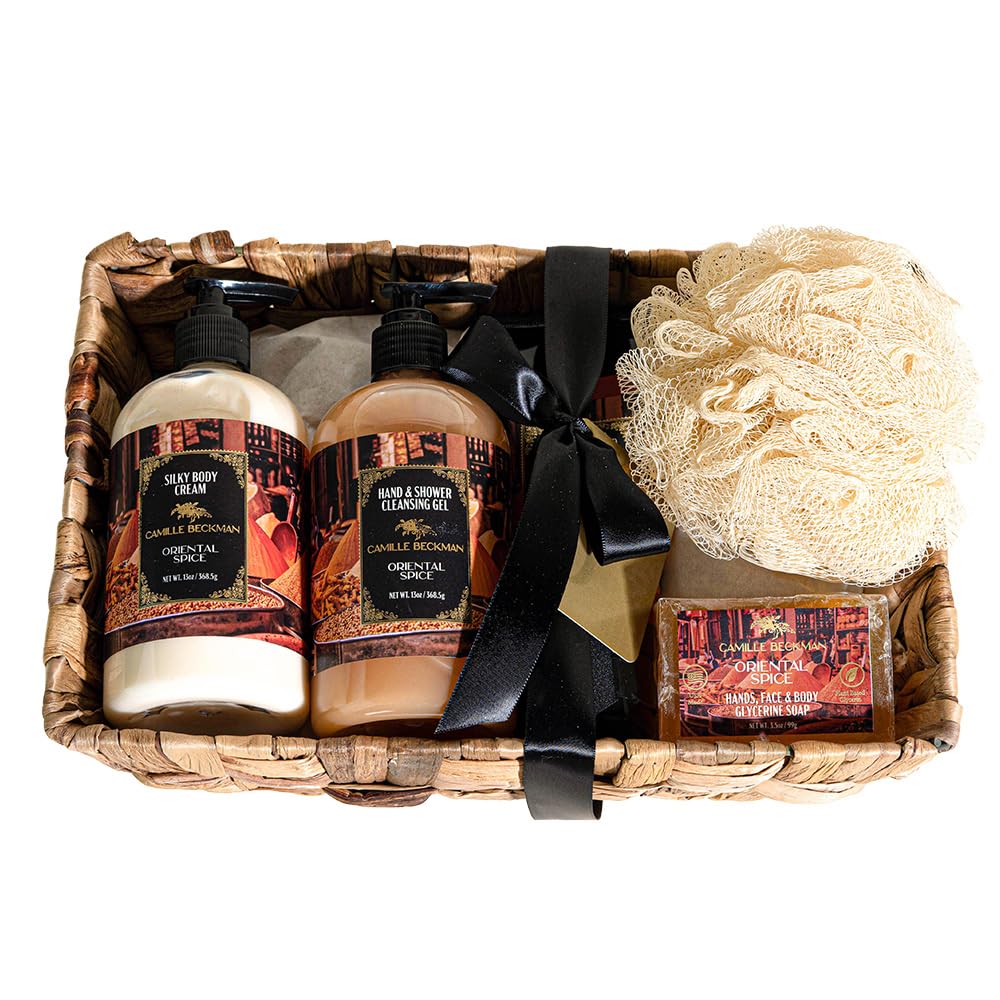 Camille Beckman Oriental Spice Gift Basket - Glycerine Hand Therapy, Body Cream & Soap Set