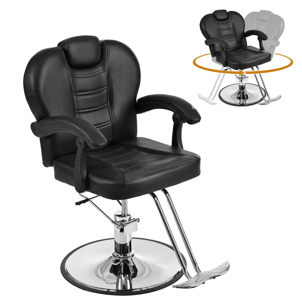 Merax Hydraulic Recliner Barber Chair, Extra Wide Faux Leather, Heavy Duty Pump For Salon