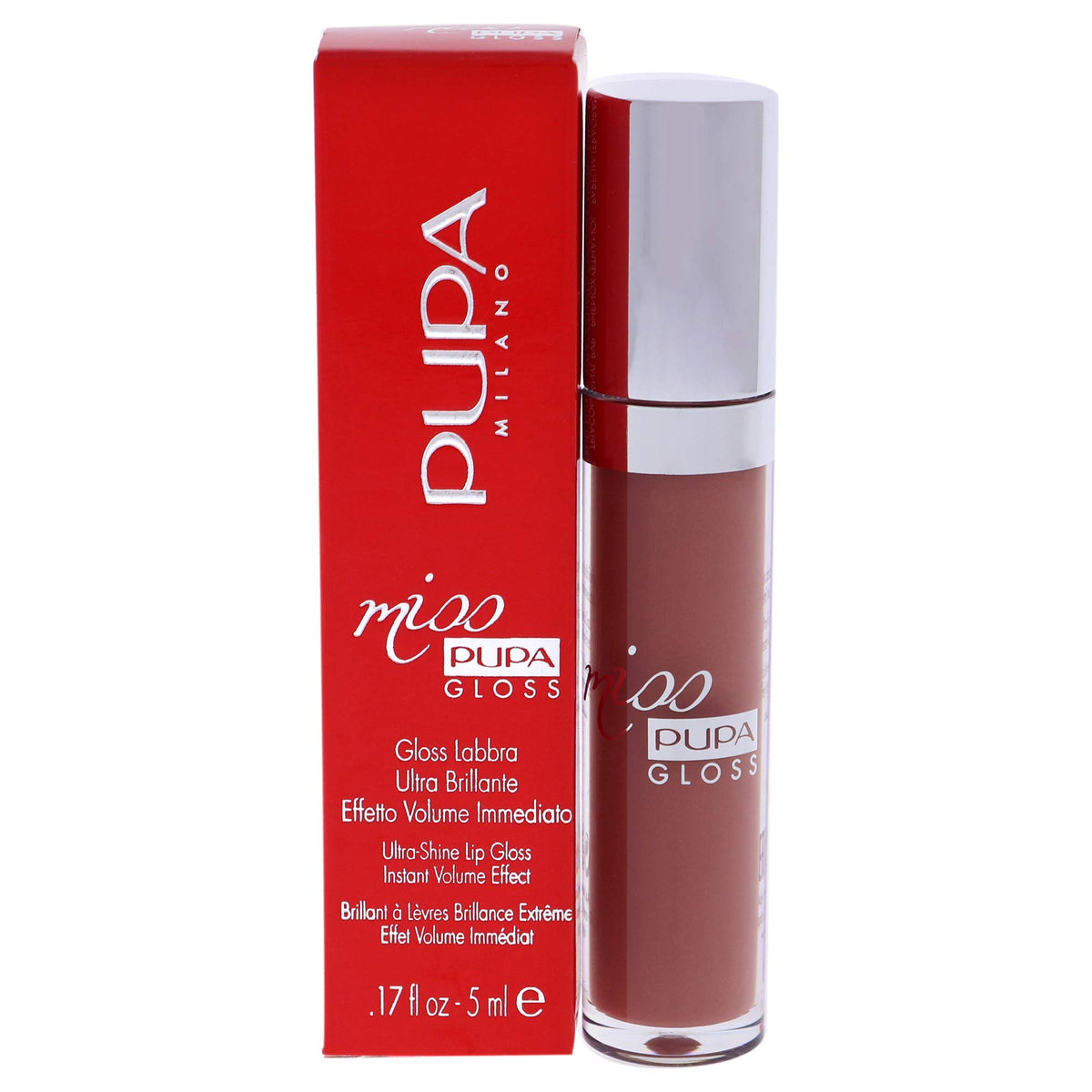 Pupa Milano Miss Milano Lip Gloss - Majestic Nude, 0.17Oz, Shiny & Plumping Gel Formula