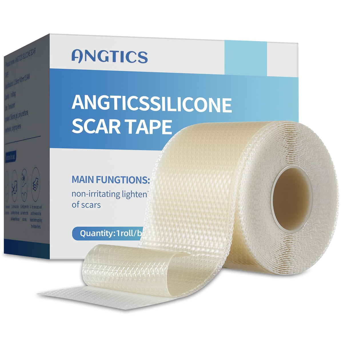 Angtics Medical Grade Silicone Scar Sheets, 1.6”X150” Roll, Reusable For Scars & Acne