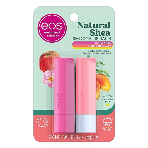 Eos Natural Shea Lip Balm 2-Pack, Honey Apple & Mango Melonade, All-Day Moisture, 0.14 Oz