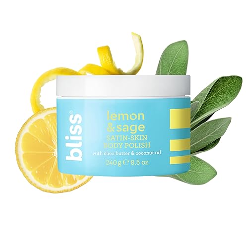 Bliss Satin-Skin Body Polish, Lemon & Sage Scrub With Shea Butter, 8.5 Oz - Vegan & Cruelty