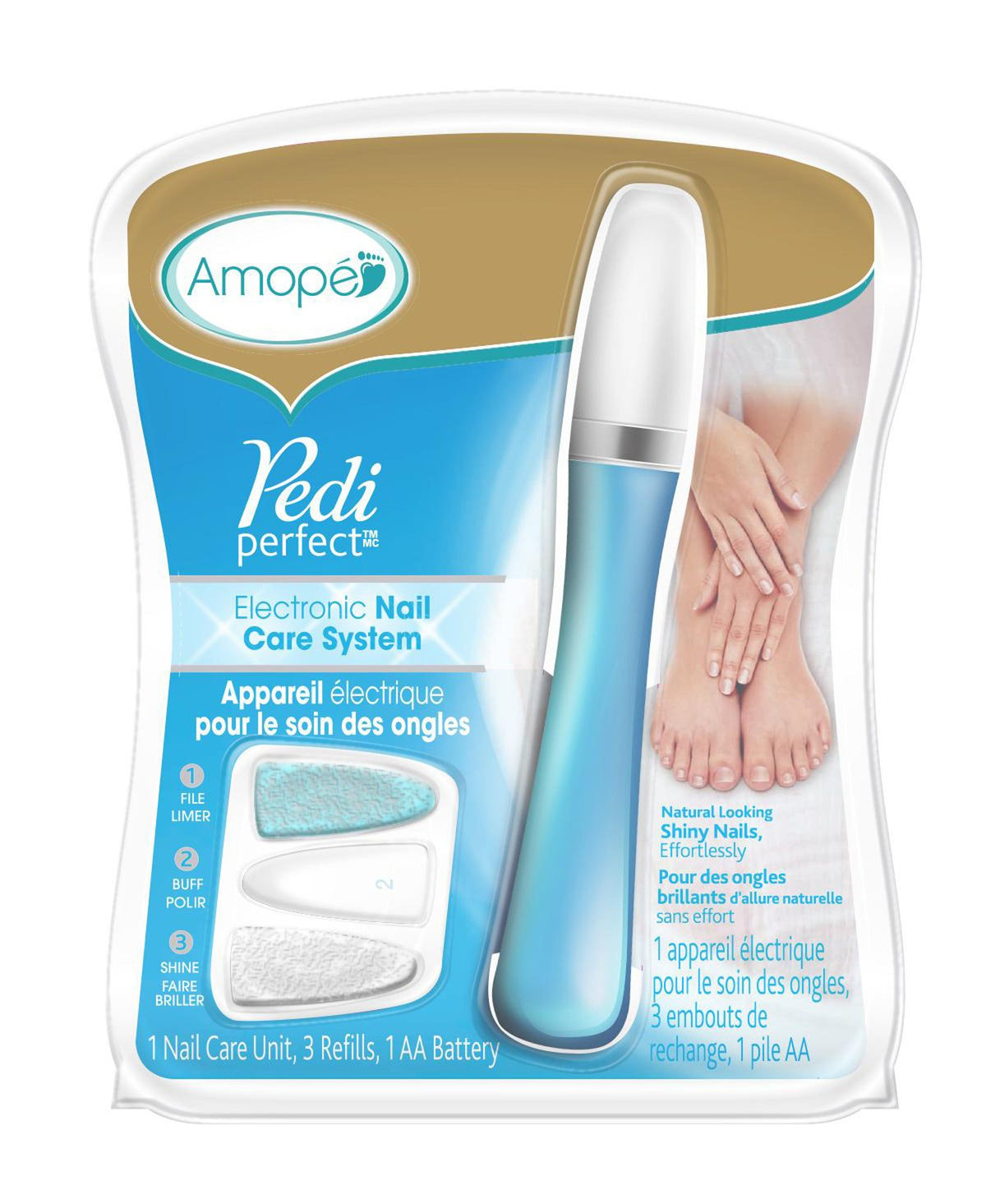 Amopé Pedi Perfect Electronic Nail File With Nail Oil - 1 Count, Blue Plain