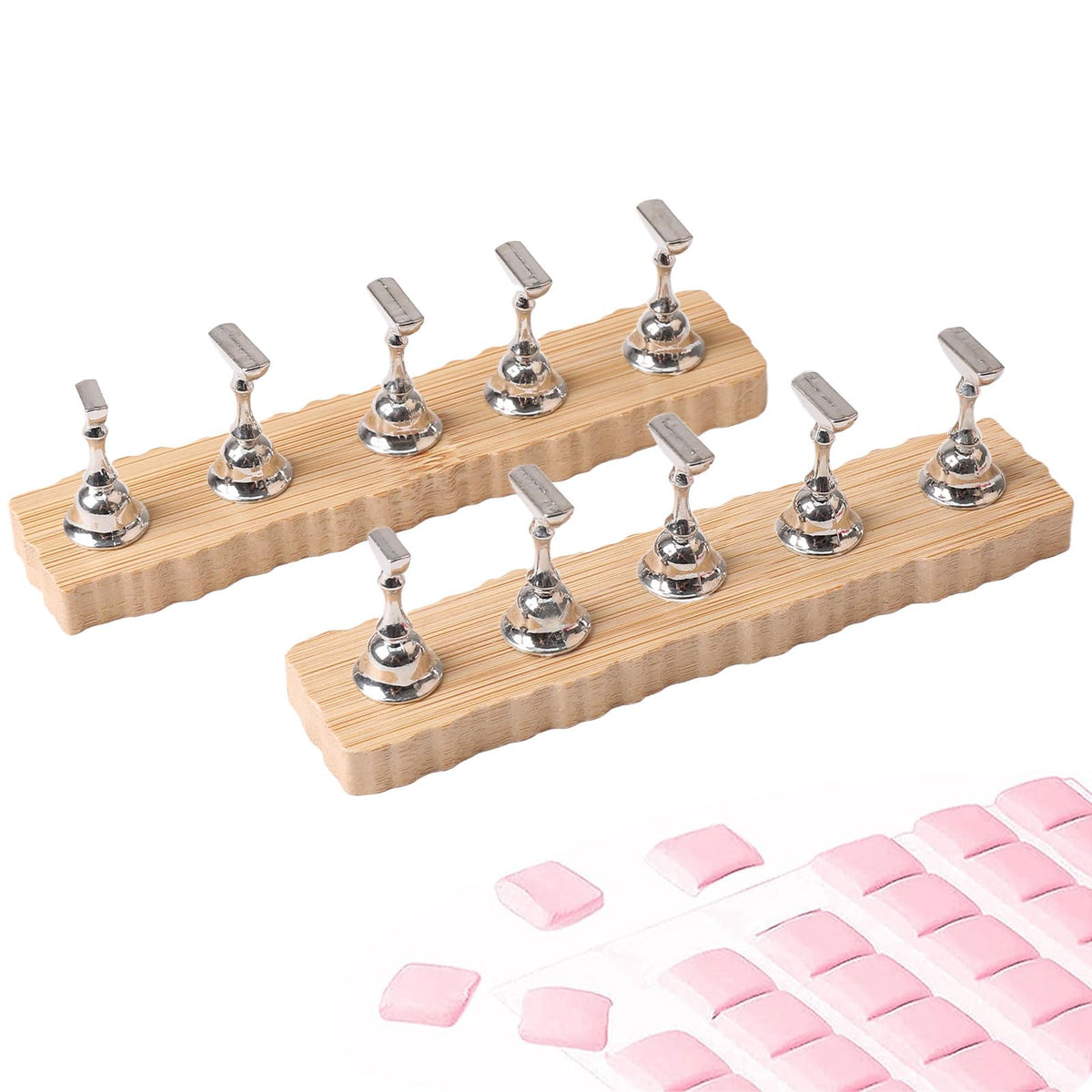 ANGNYA Nail Stand Set - 2 Super Magnetic Holders with 96 Reusable Sticky Putty for Nail Art