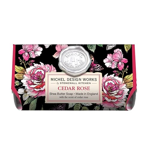 Michel Design Works Cedar Rose Large Bath Soap Bar - 8.7 Ounce, Luxurious Fragrance