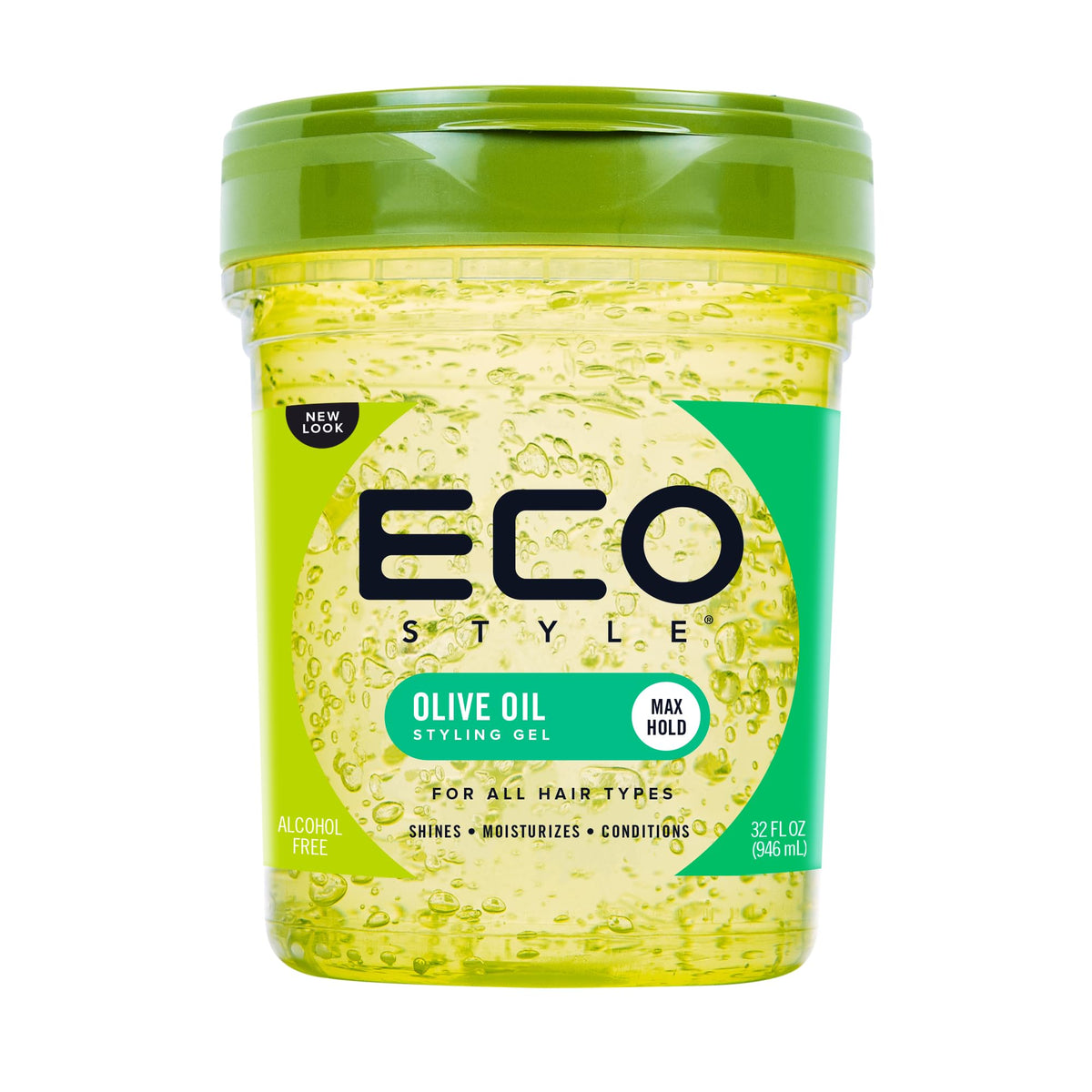 Eco Style Gel Olive Oil - 100% Pure, 32 Oz - Adds Shine, Tames Split Ends, Nourishes Scalp