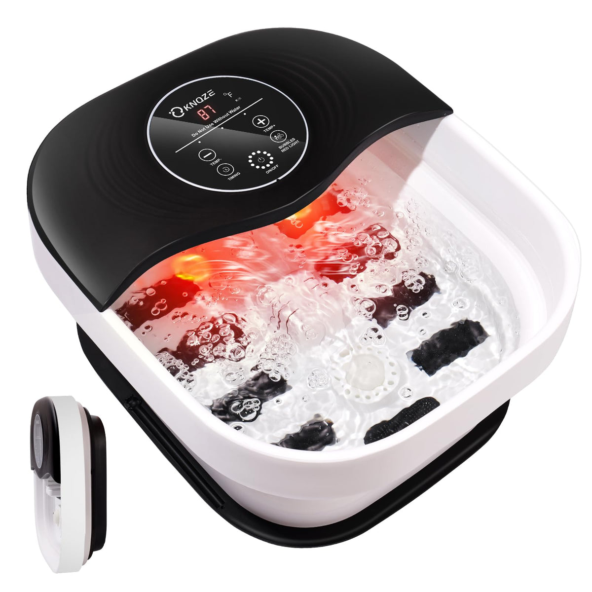 Knqze Foot Spa Massager With Heat & Bubbles, Large Touch Screen, Collapsible Pedicure Tub