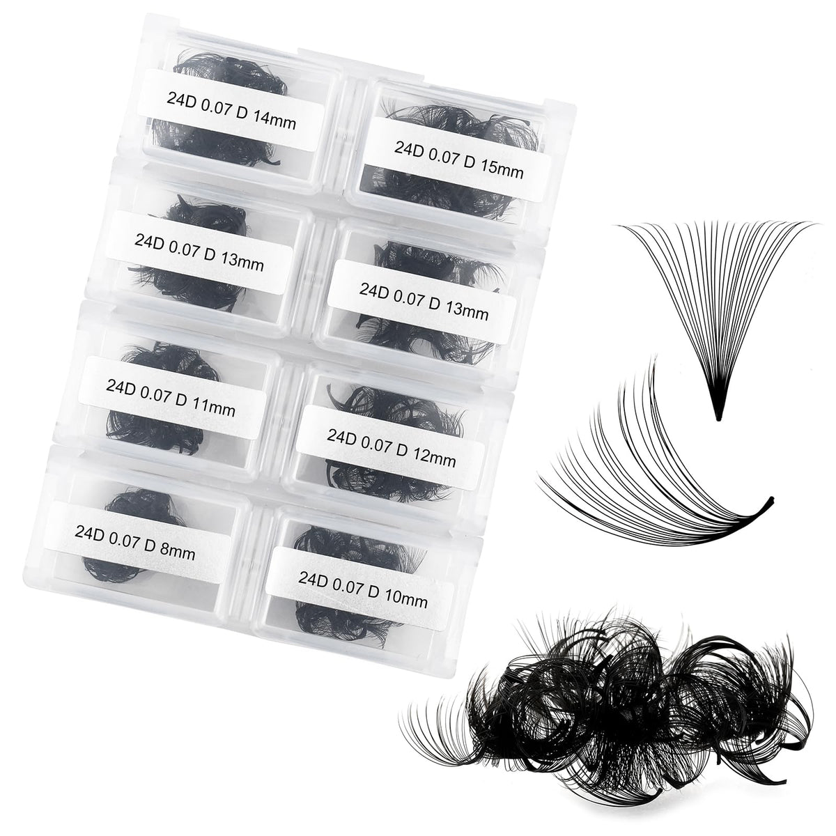 FADLASH 24D Premade Fans Eyelash Extensions 600pcs D Curl Mix 8-15mm Black Volume L