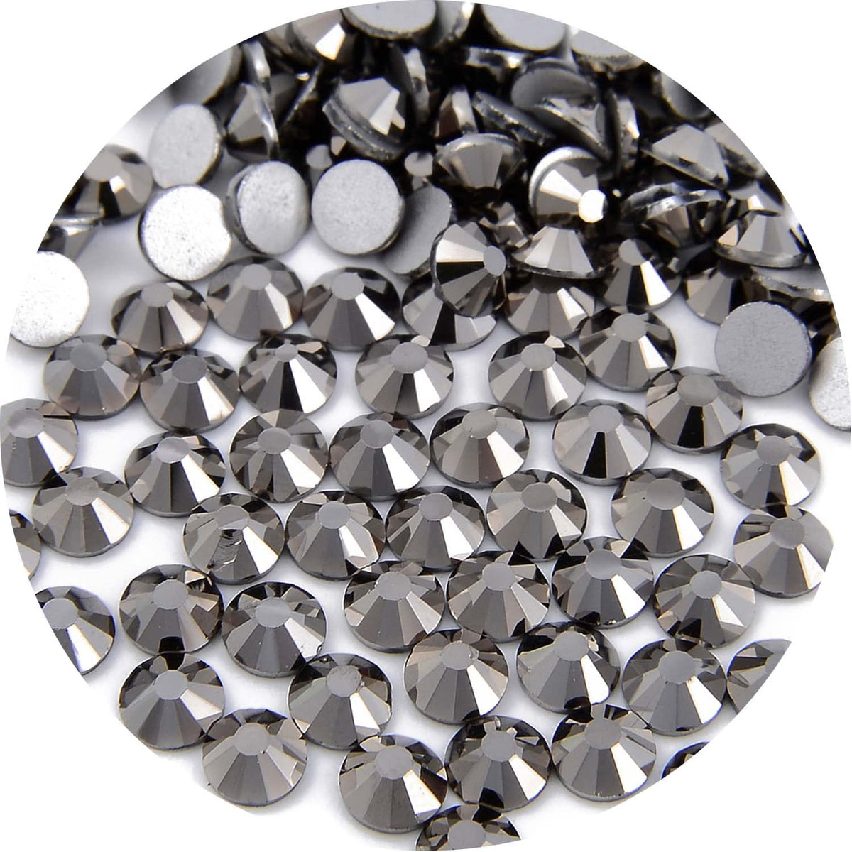 Ncb 288Pcs Jet Hematite Flatback Round Glass Nail Art Rhinestones For Diy Accessories