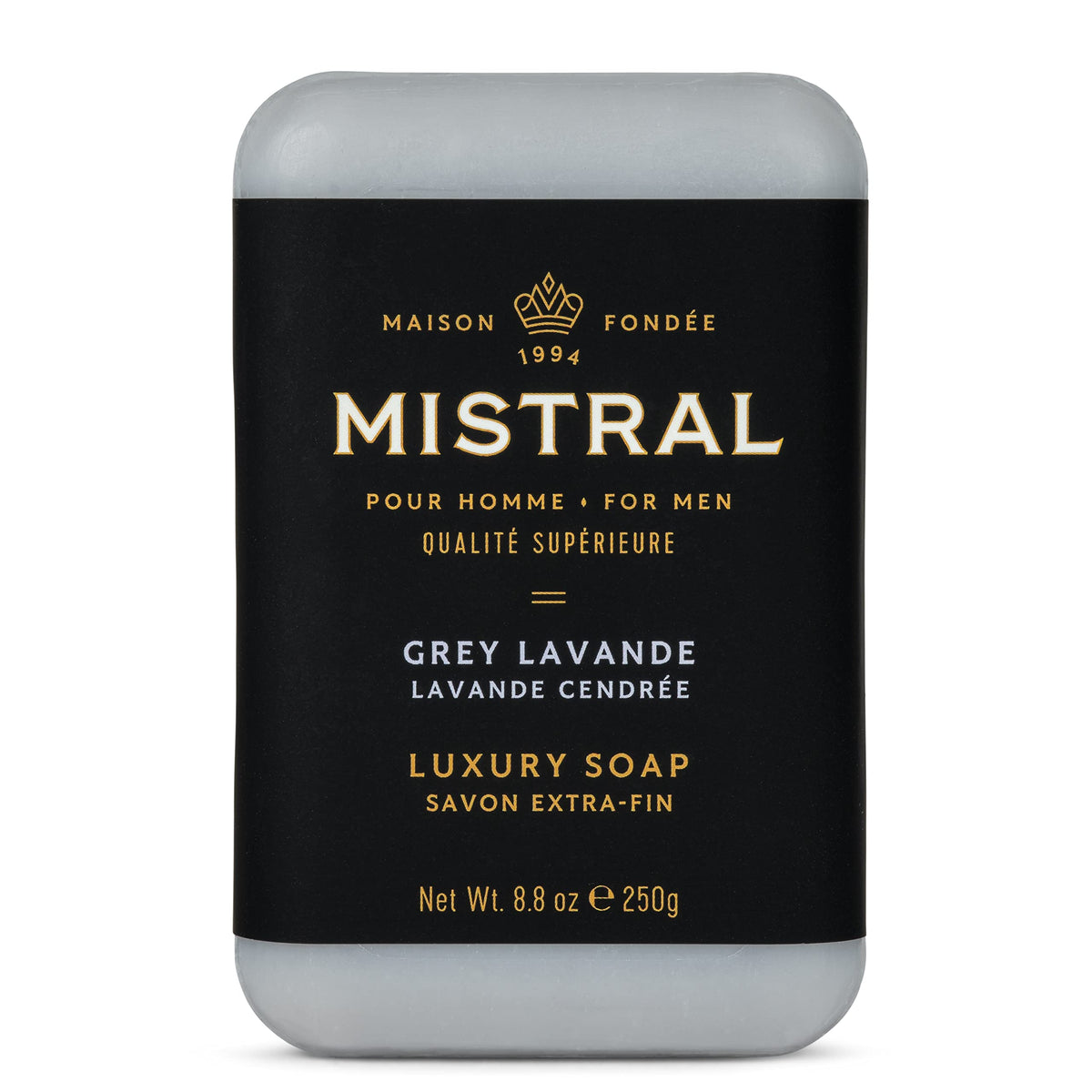 Mistral Organic Grey Lavande Bar Soap, Large 8.8 Oz, Luxurious & Eco-Friendly