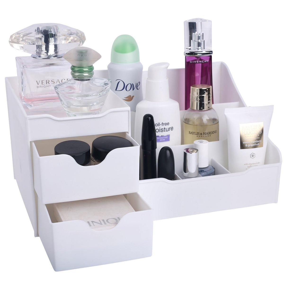 Mantello White Bathroom Organizer - Makeup & Skin Care Storage For Countertop & Vanity