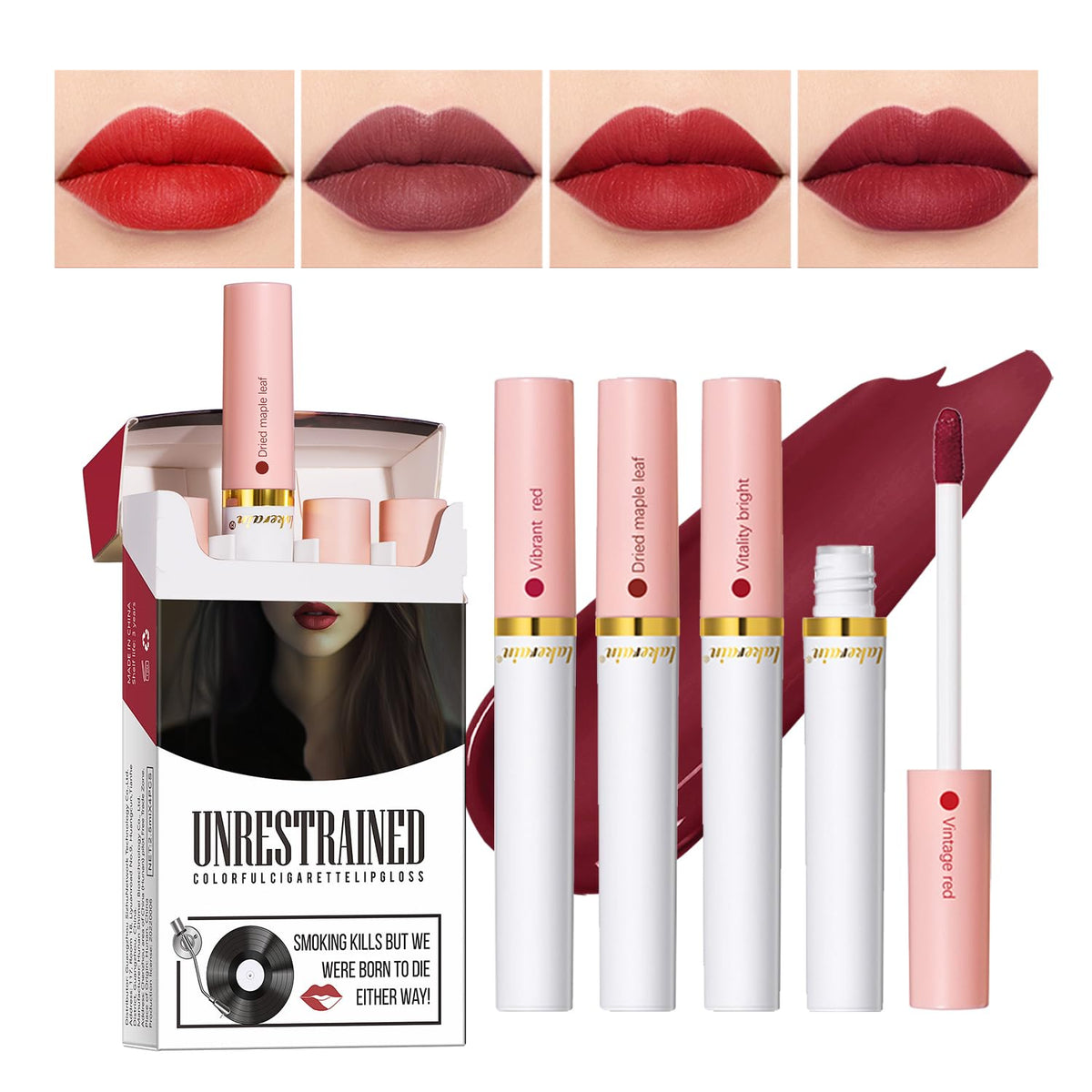 Ladyfox Matte Liquid Lipstick Set - 4 Colors, Waterproof, Long Lasting, Velvet Finish