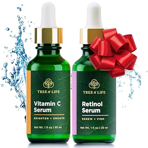 Tree Of Life Beauty Facial Skin Care Set - Vitamin C & Retinol Serums, Brightening & Hydrating