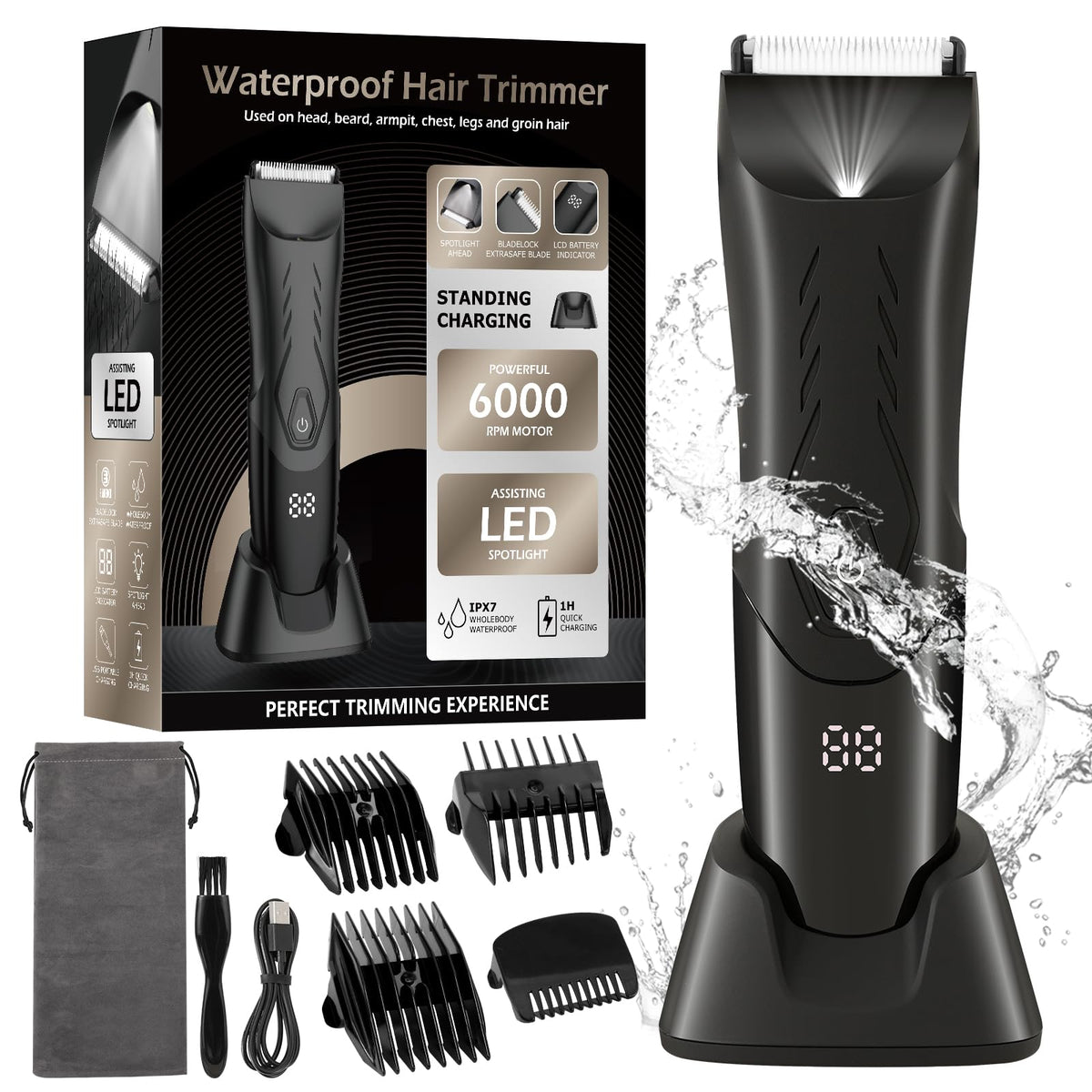 Lemulegu Waterproof Father'S Day Hair Removal Shaver, Cordless Groomer & Trimmer - Black Smt110