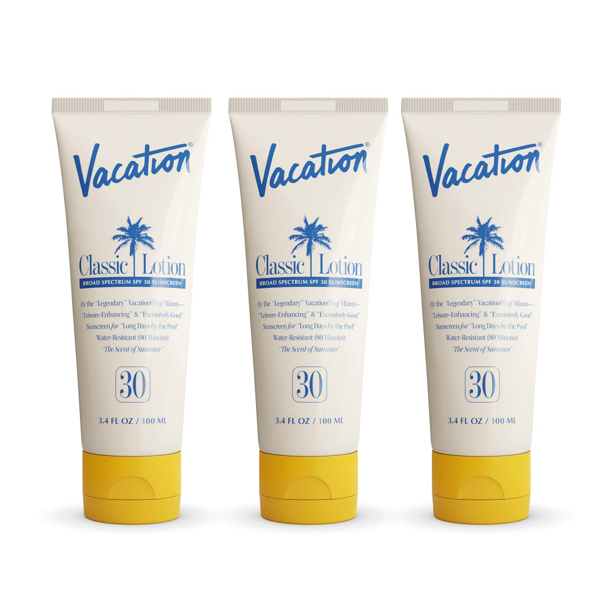 Vacation Sunscreen Lotion Spf 30 - Water-Resistant, Lightweight, Vegan, Travel Size (3 Pack)