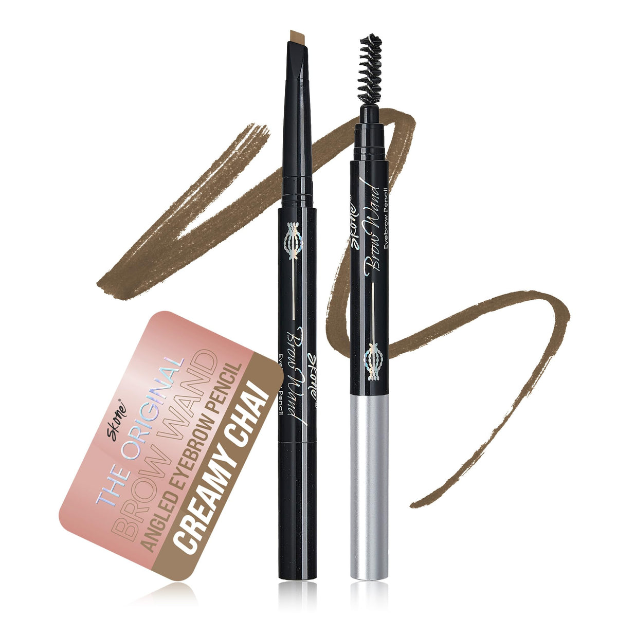 Skone Cosmetics Brow Wand Pencil - Dual-Sided Waterproof Eyebrow Pencil In Creamy Chai