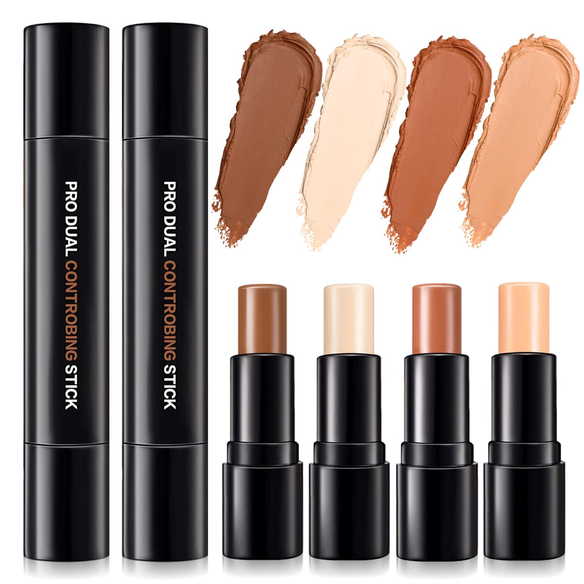 Onlyoily Cream Contour Stick Palette - 4 Colors Concealer & Highlighter Kit For Beginners, 0.04Oz