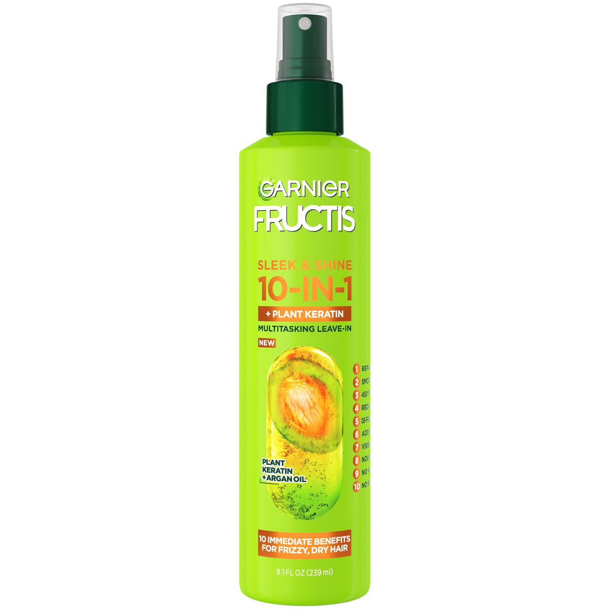 Garnier Fructis Sleek & Shine 10-In-1 Treatment For Frizzy Hair, 8.1 Fl Oz