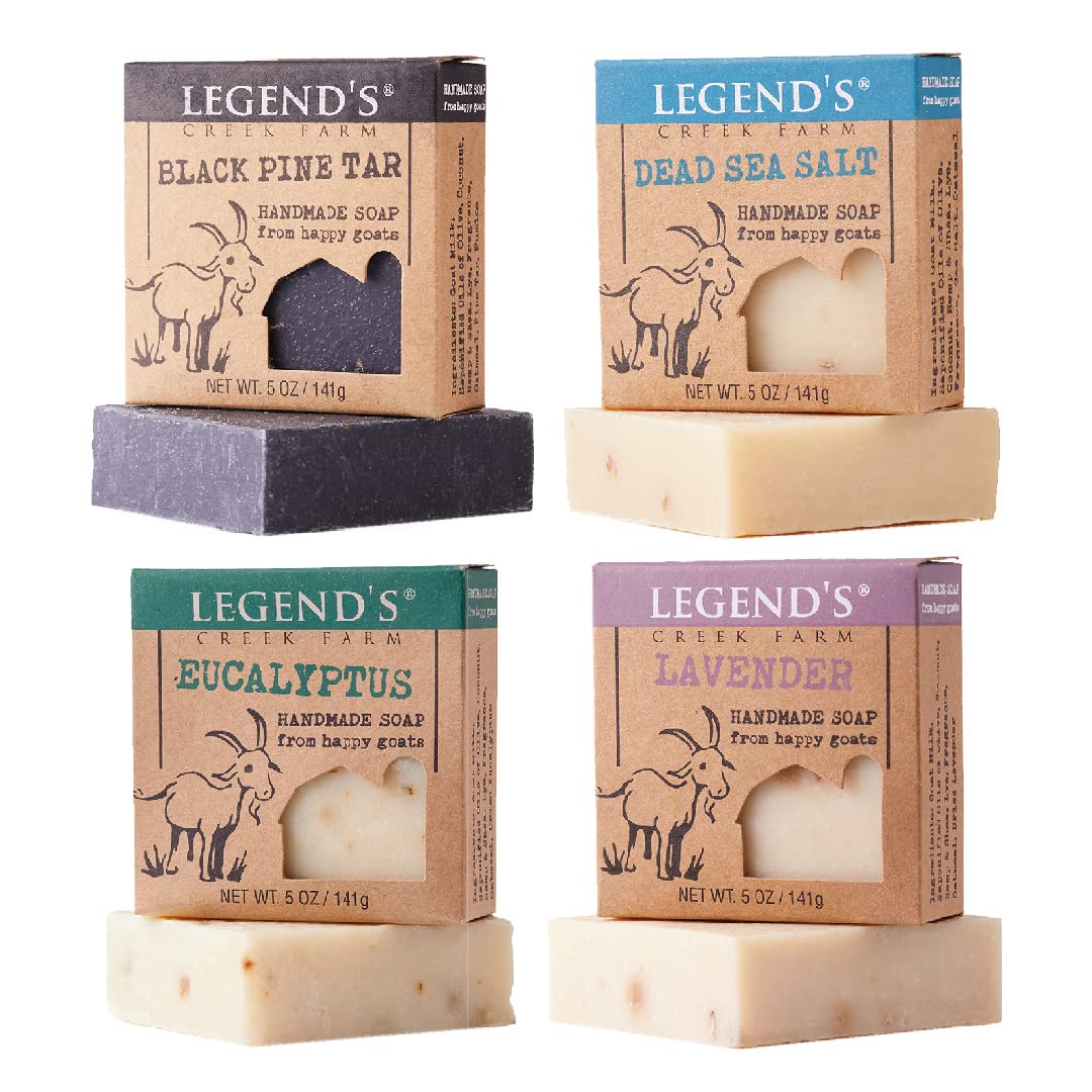 Legend'S Creek Goat Milk Soap - Moisturizing Cleansing Bar 4-Pack For Sensitive Skin, Handmade Usa