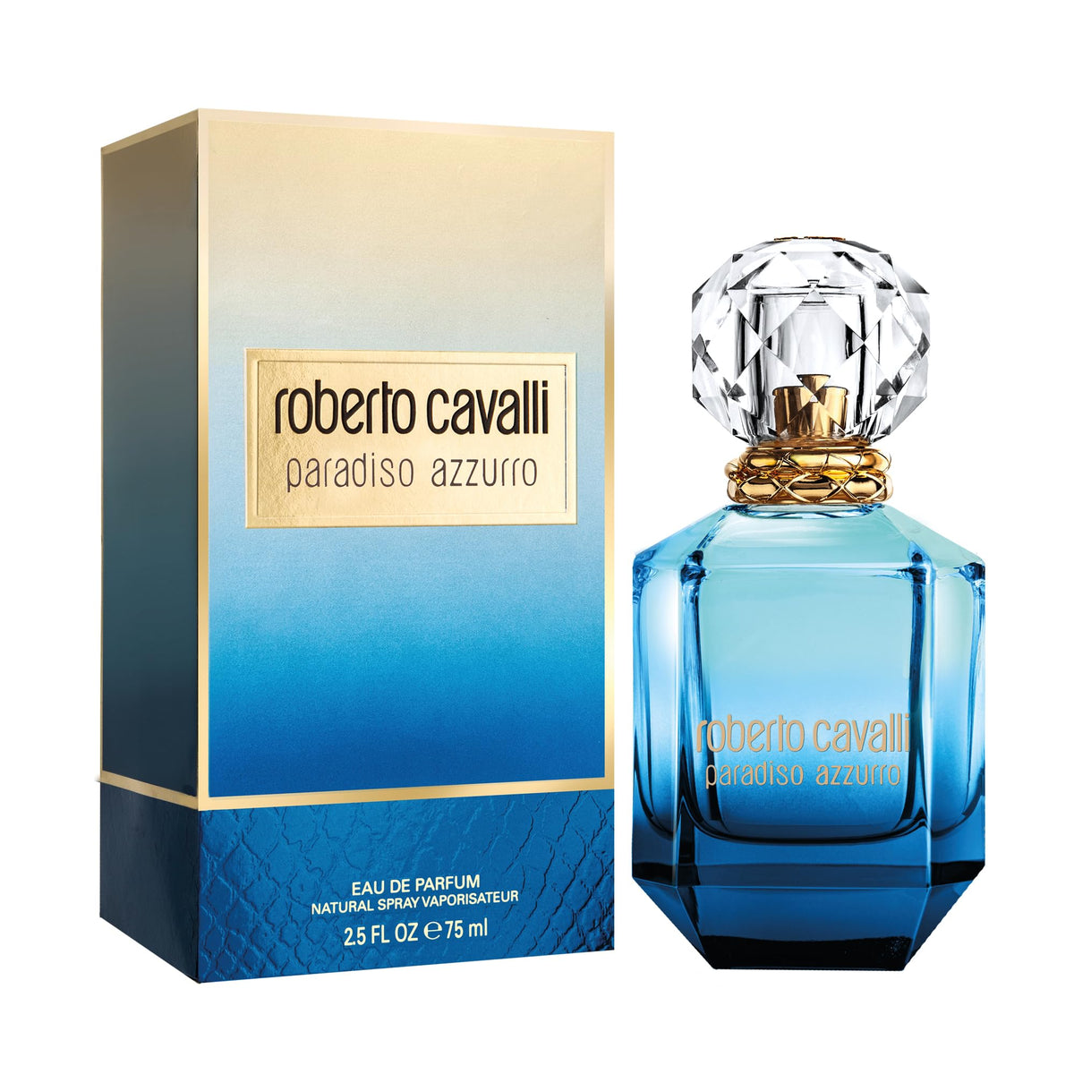 ROBERTO CAVALLI Paradiso Azzurro Eau de Parfum 2.5 Fl Oz - Luxury Fragrance for Women, Elegant Floral Scent, Long-lasting Perfume