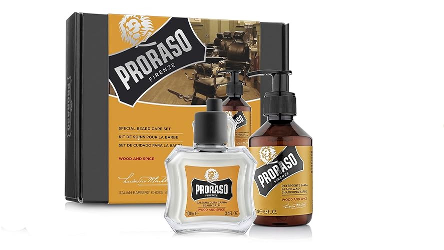 Proraso Beard Care Kit - Wash & Balm For Short Beards, Wood & Spice Fragrance, Cruelty Free