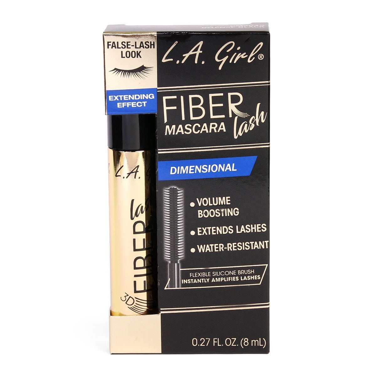 L.A. Girl Fiber Lash Mascara - Black, 1.3 Fl Oz - Volumizing & Lengthening Formula