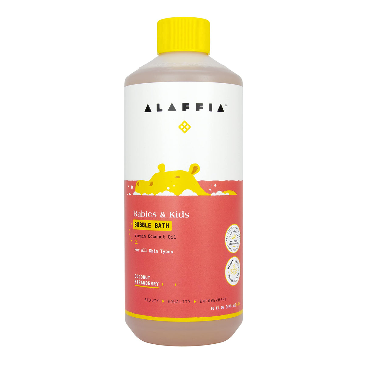 Alaffia Kids Bubble Bath, Vegan & Paraben-Free, Coconut Strawberry, 16 Fl Oz - Gentle For Delicate Skin