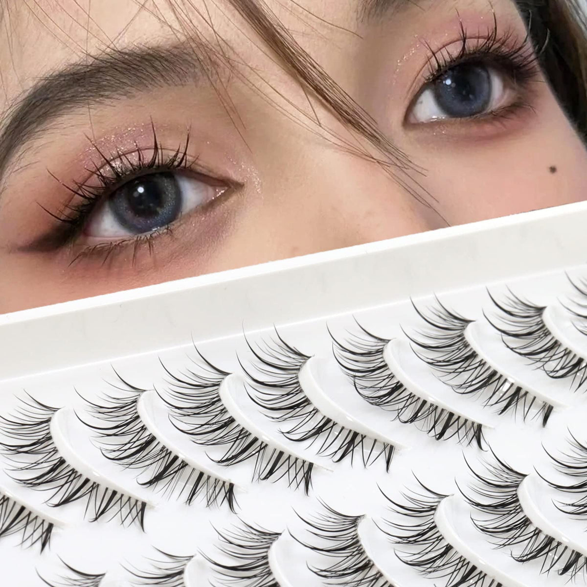 Obeyalash Anime Lashes 13Mm Faux Mink Wispy Korean Eyelashes - 10 Pairs Natural Look